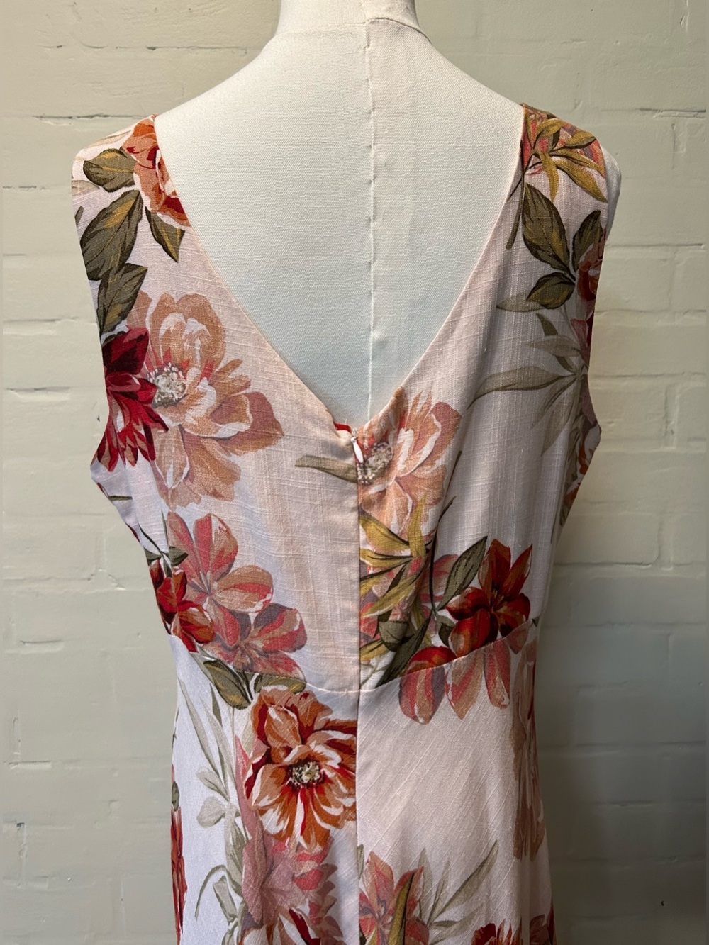 Paper Heart Pink Floral Maxi Dress Linen Blend Empire Waist Boho Resort Size XL - Picture 7 of 9